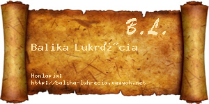 Balika Lukrécia névjegykártya